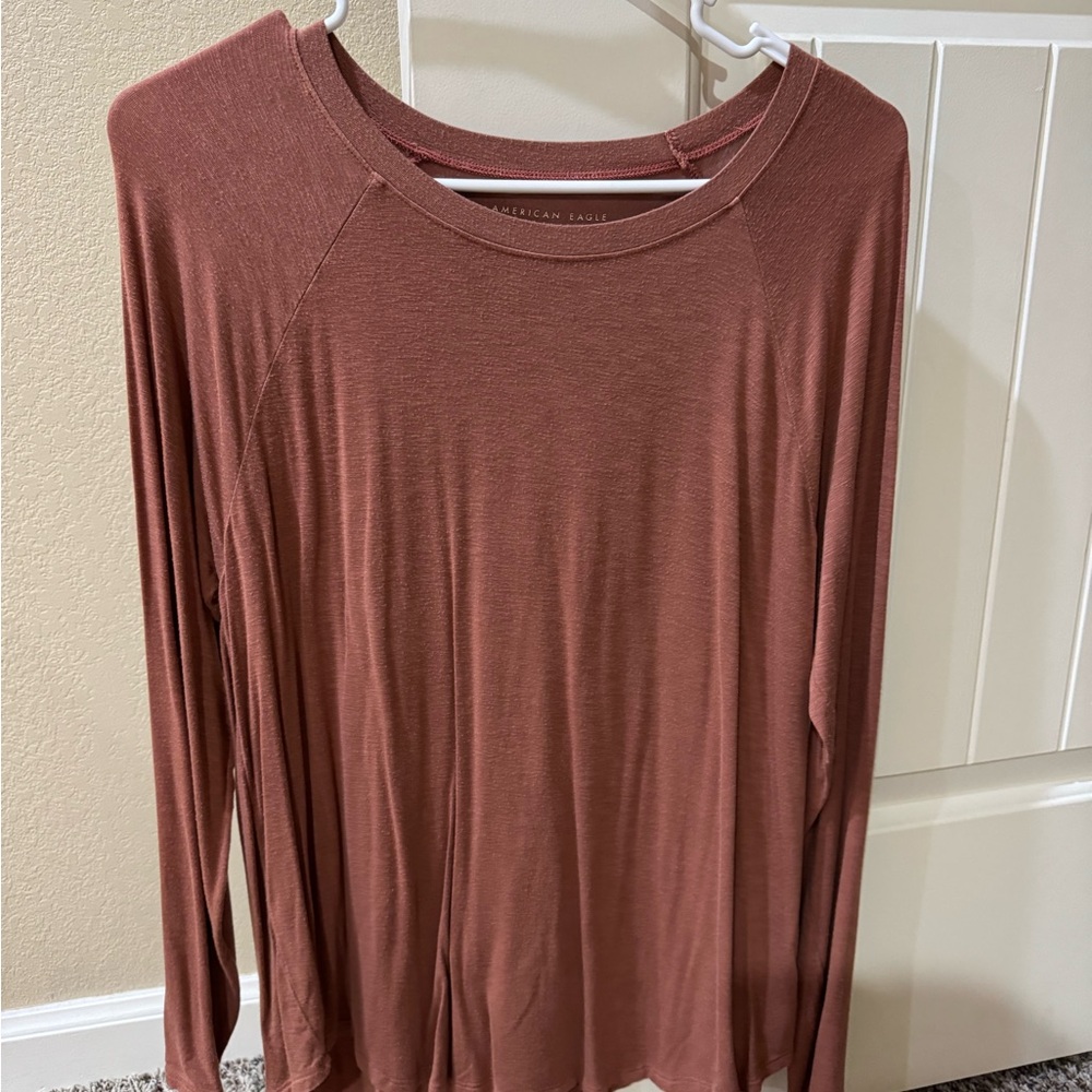 American Eagle Outfitters Women's Terracotta Long Sleeve Tee